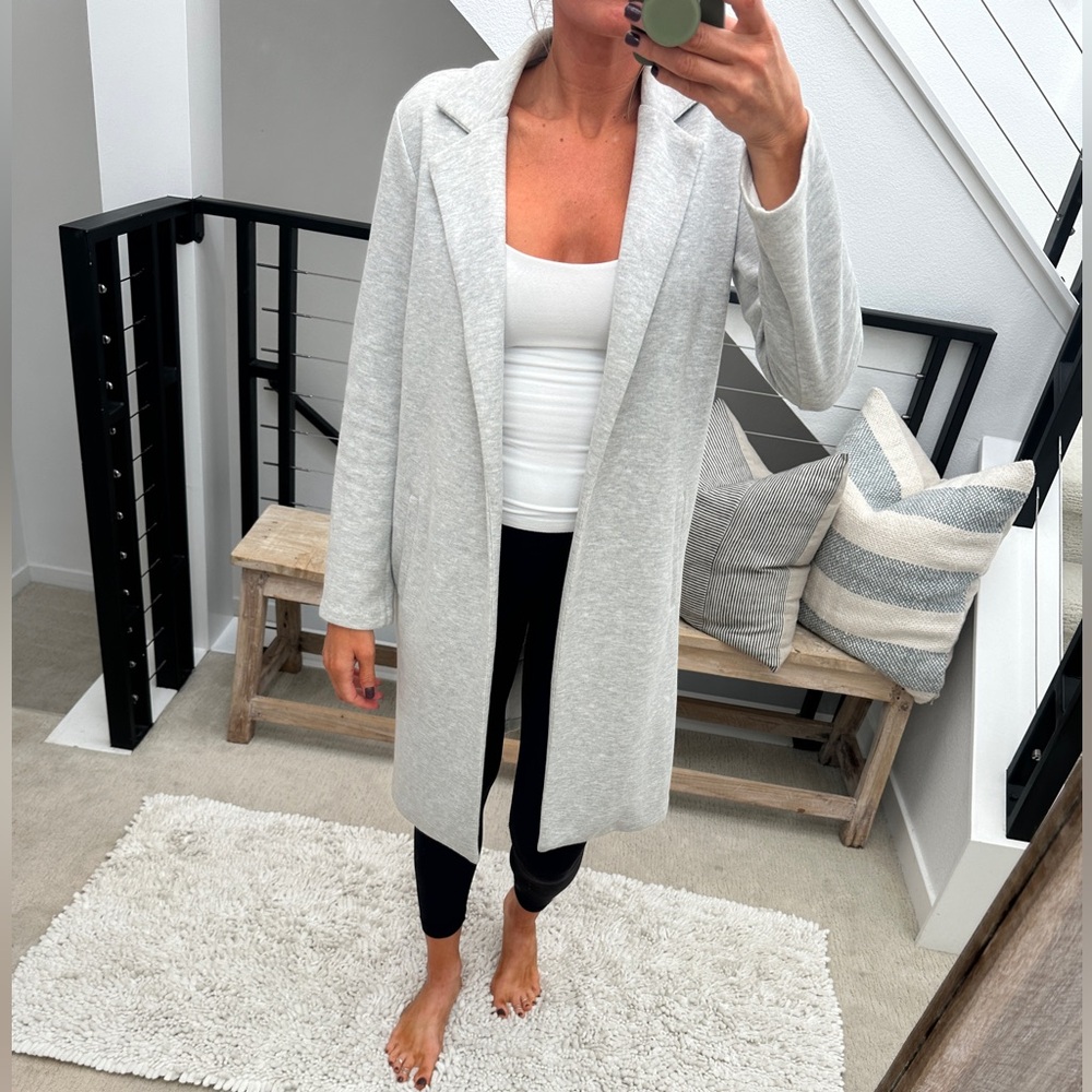 Forever 21 Gray Longline Open Front Duster Coat Minimalist | Size S - Picture 3 of 14